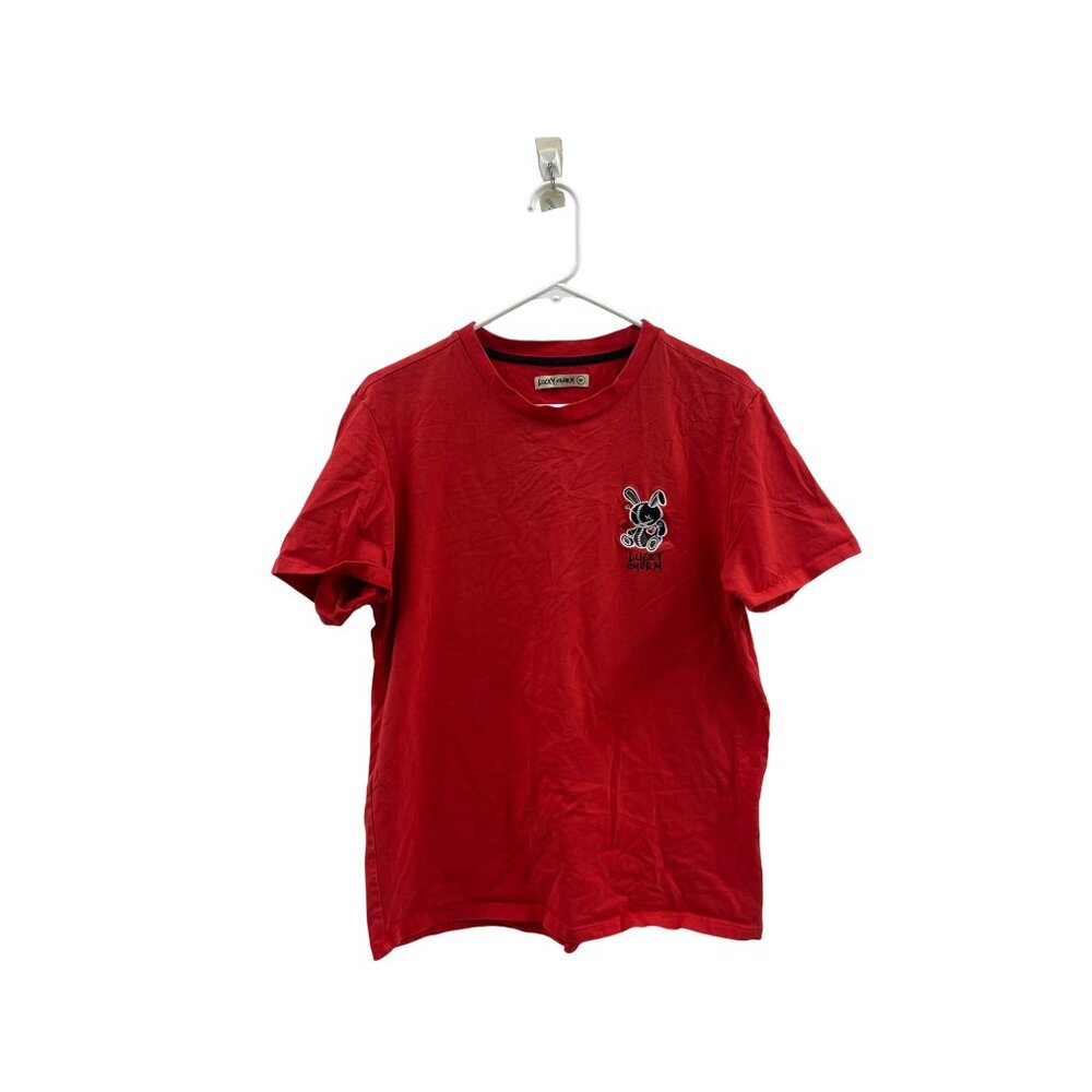 Lucky Charm Red Graphic T-Shirt W/ Embroidered Bunny Logo M